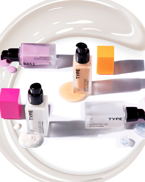 ACE YOUR BASE BUNDLE featuring various makeup primers and colorful cubes.